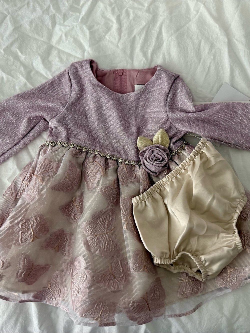 Rare Editions Lavender Butterfly Tulle Dress (6-9 Months)